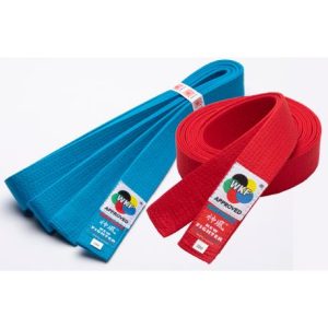 Pack 2 ceintures Kamikaze compétition « New fighter made for Kumite » Rouges et bleues Prix : 50,00 euros