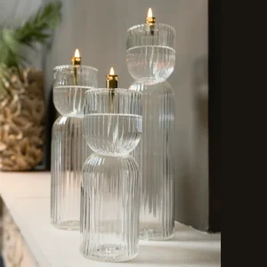 Lampe à huille en verre cannelé et laiton « Ribelle » – S, M et L | Twicy Store